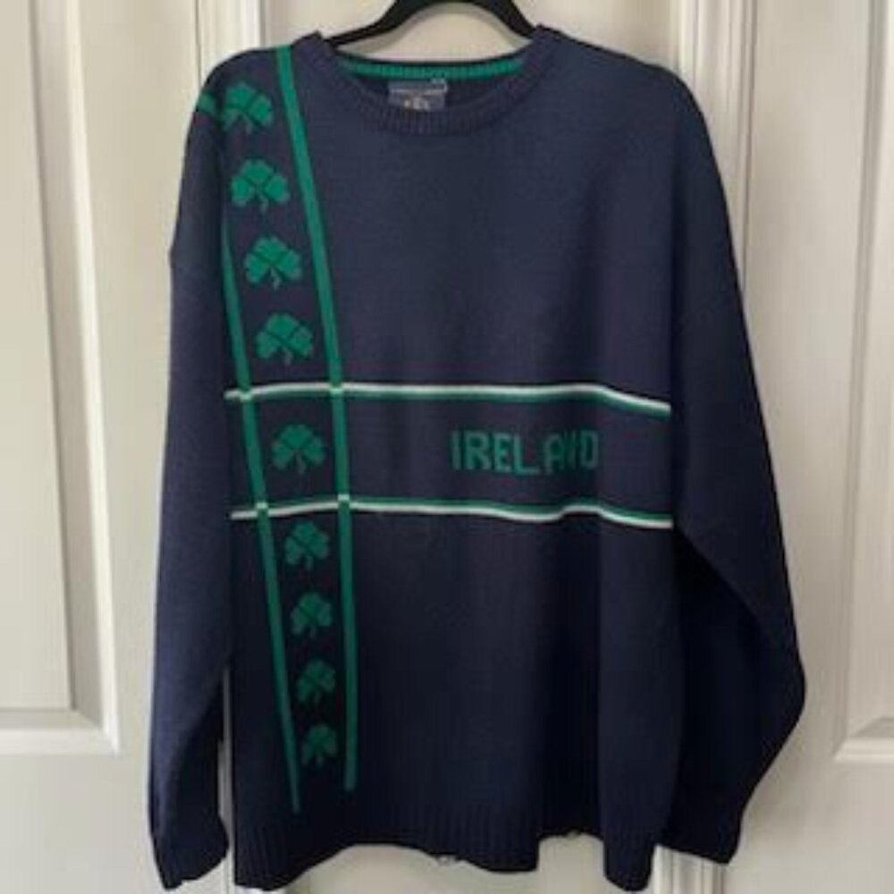 Rare Vintage Blarney Castle Designs Wool Blend Knit Sweater Ireland Mens